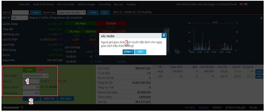 xác nhận các thông tin về mua hoặc bán